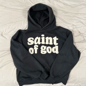 'Saint of God' Thick Black Hoodie
